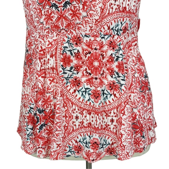 Torrid Red Floral Crochet Lace Up Neck Flowy Sleeveless Blouse - Picture 9 of 14